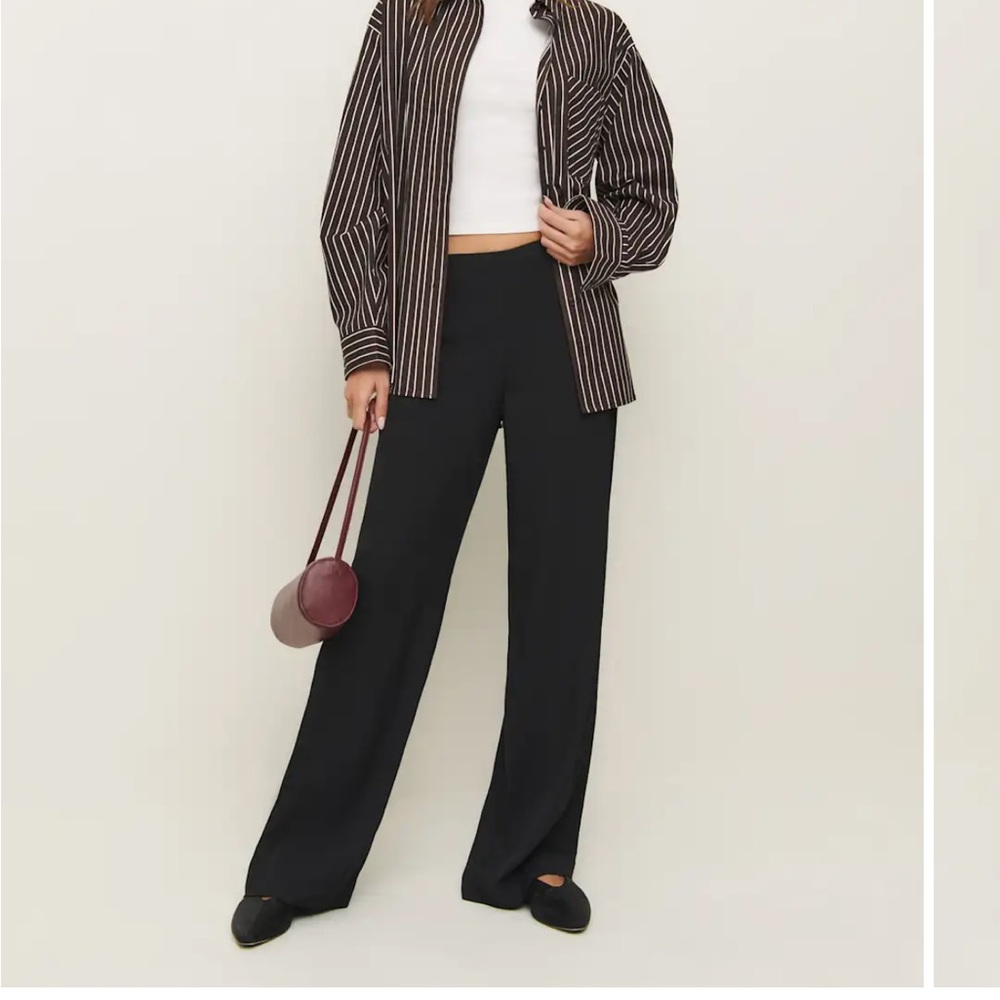 Reformation Hallie Mid Rise Pant Black - Size 2